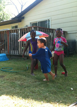 Children playing with water